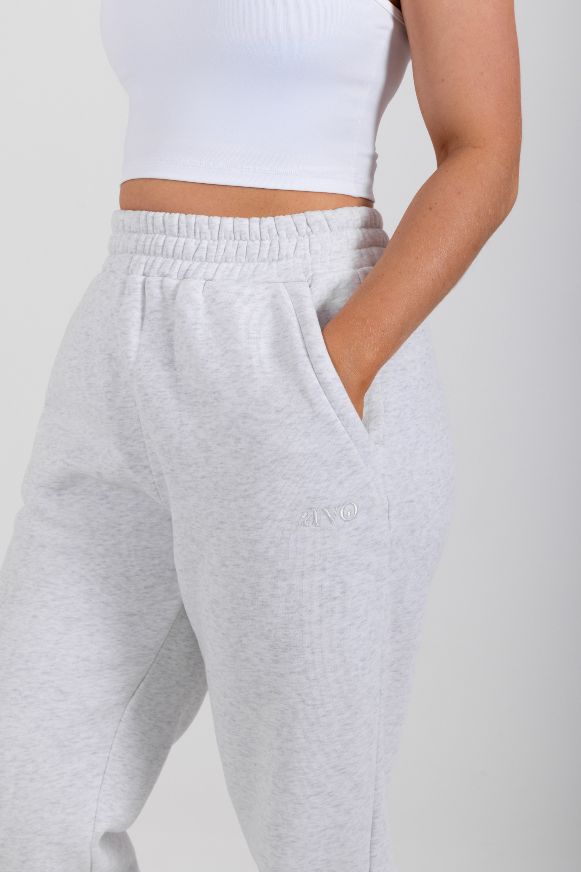 The Demi Jogger - Light Grey Marl - Avo Activewear