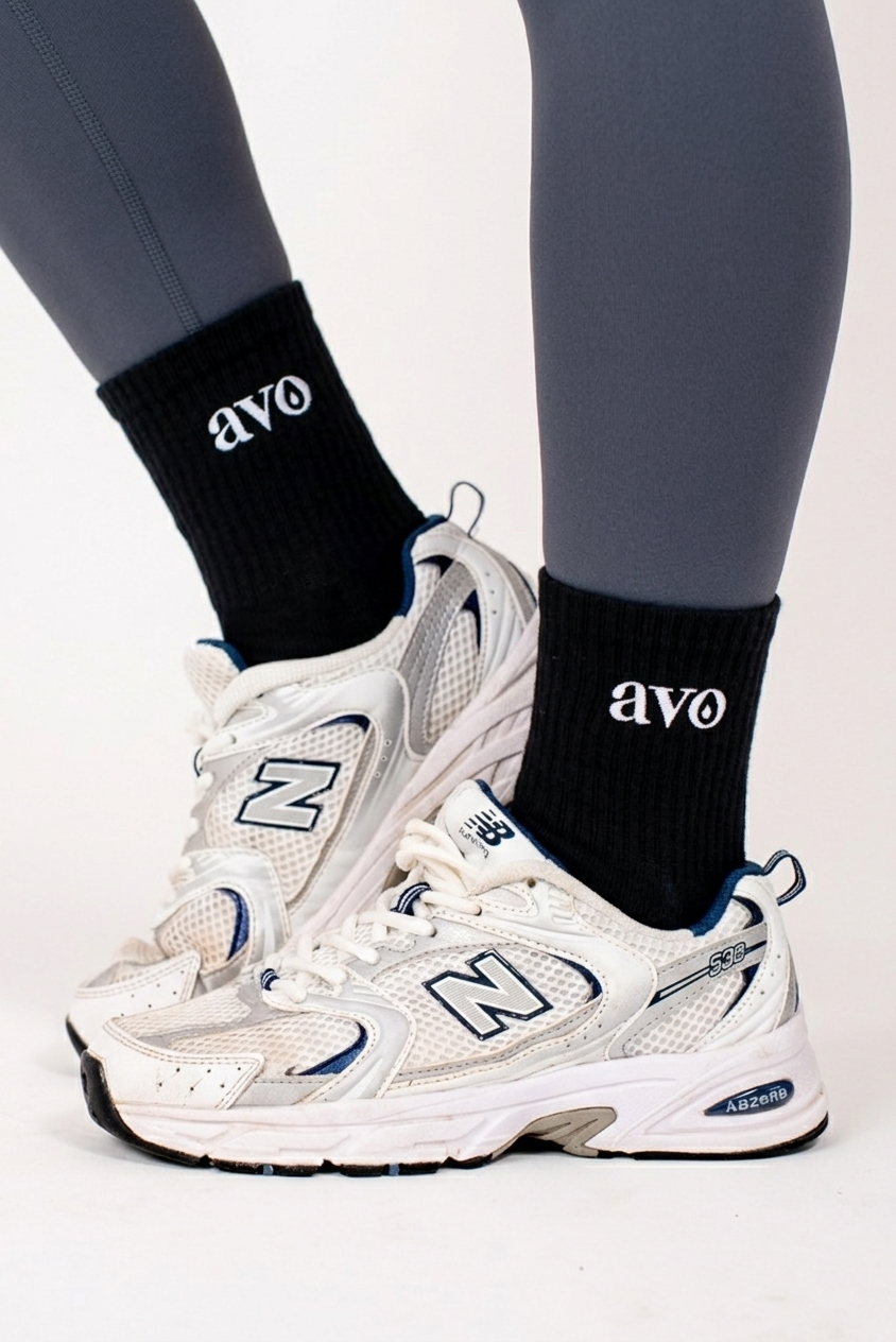 The Short Girl Crew Sock - Black - Avo Activewear
