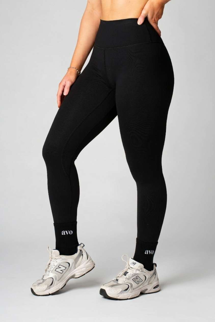 The Short Girl Crew Sock - Black - Avo Activewear