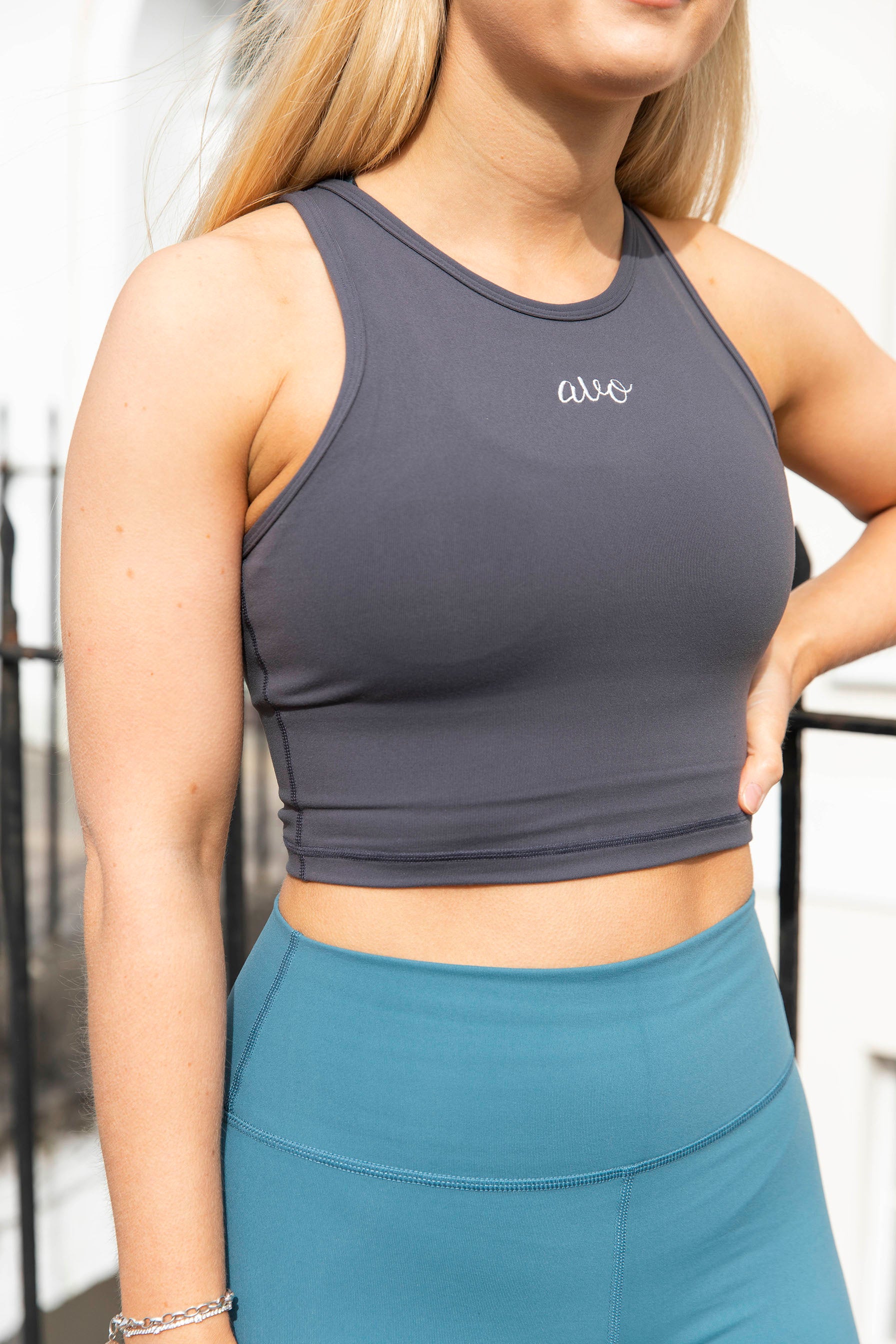 The Senara Crop Top - Slate Grey - Avo Activewear