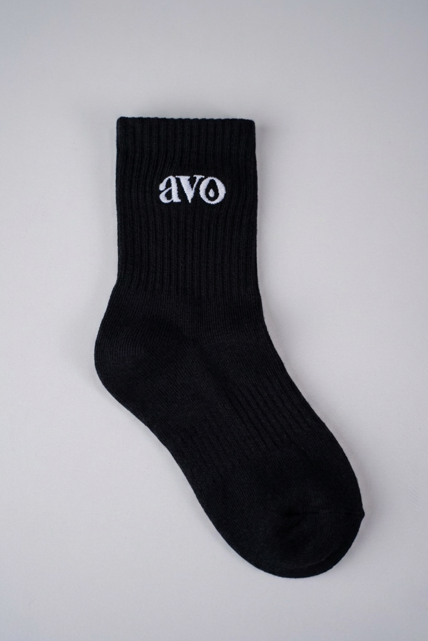 The Short Girl Crew Sock - Black - Avo Activewear